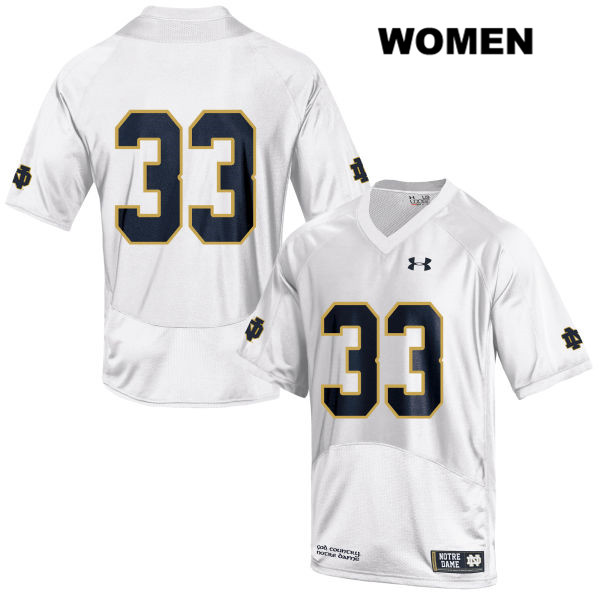 Women's NCAA Notre Dame Fighting Irish #33 Keenan Sweeney Stitched College Under Armour Authentic White No Name Football Jersey XP10K60AI